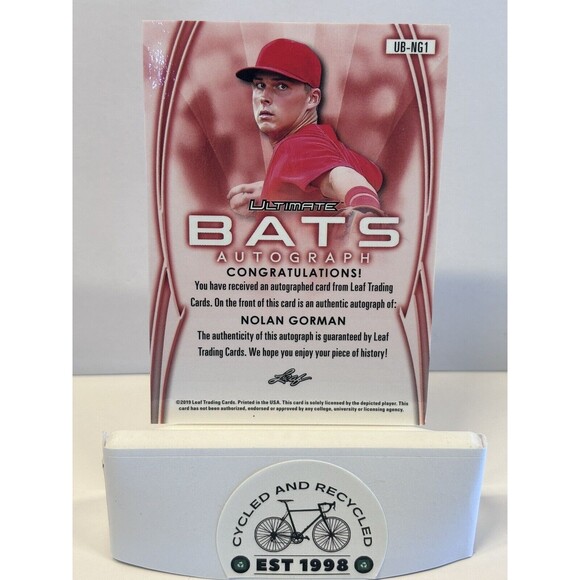 Nolan Gorman 2019 Ultimate Bats On Card Autograph #’d 1/15 St Louis Cardinals - Picture 3 of 3